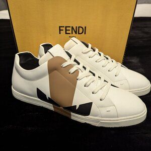 Fendi men's white sneakers size 12 with box, dust bags
